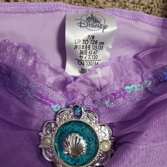 Disney Store The Little Mermaid Princess Ariel Halloween Costume 7/8 top 9/10 - Picture 8 of 14